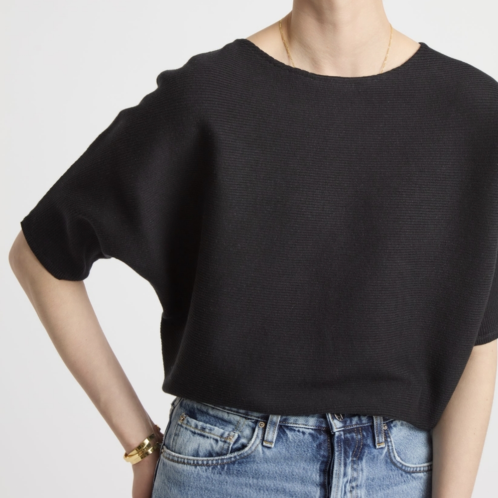 The Reset R Label Black Boxy Crew Neck Sweater Women's Medium Exc. Condition!